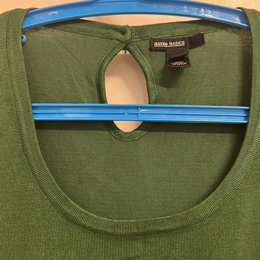 Mango sweater / jersey with stretch, U-neck and long sleeves in green! Size UK L - Picture 8 of 13